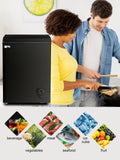 Chest Freezer 3.5 Cu.Ft Black Small Deep Freezer with Adjustable Temperature Control for Basement Apartment Kitchen Business