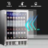 COWSAR Wine Cooler Refrige ETL Approved 24inch Wine Fridge Freestanding or Built-in Wine Refrigerator 5.1Cu.Ft Wine Fridge