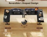 63 Inch Reversible L Shaped Electric Standing Desk, Height Adjustable Corner Stand up Desk