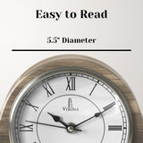 Mantel Clock Battery Operated - Grey Ash Wooden Farmhouse Mantle Clock for Living Room Decor Above Fireplace, Office, Shelf & Home Décor Gift 15x7.5 - Silent Wood Mantel Clock for Living Room Table