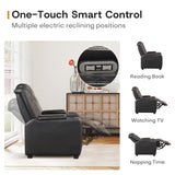 ANJ Power Theater Recliners Set of 3, Electric Home Theater Seating, Black Faux Leather Recliner with Adjustable Headrest, Movie Recliner Theater Chairs with LED,USB, Cup Holders, Hidden Arm Storage
