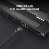Dual HDMI Display, 5Gbps USB-A x3, SD Card Reader, PD 100W, RJ45 Ethernet, Combo Audio Jack, for MacBook and Windows Laptop