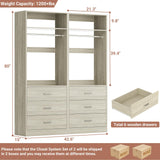 Besiost Closet Systems with 6 Wood Drawers, Closet System Set of 2