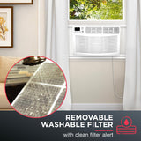 Amana 18,000 BTU Window Air Conditioner, 230V, Window AC for Rooms up to 1,000 Sq.Ft with Remote Control, 24H Timer, 3-Speeds, Auto-Restart, and Digital Display, White