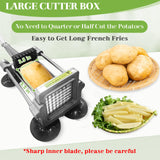 Commercial French Fry Cutter, Heavy Duty Potato Slicer with 3/8 and 1/4Inch Blade, Stainless Steel KSIFJRTO