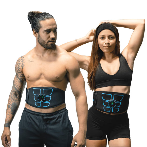 FlexTone Ab Stimulator - Ab Belt Muscle Toner for Men, Women - Abs Machine - Electrical Stimulator System for Strengthening & Toning Core - Muscle Machine Workout Equipment - Home Gym Accessory Black FlexTone