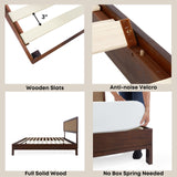 Bme Nipe 14 Inch Bohemian Bed Frame with Adjustable Woven Headboard - Rustic & Vintage Unique Style with Acacia Wood - No Box Spring Needed - Easy Assembly - Twin, Walnut