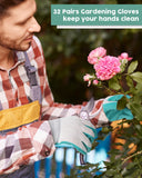 32 Pairs Gardening Work Gloves Bulk for Women and Ladies, Breathable Rubber Coated Garden Outdoor Safety Gloves with Grip
