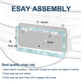 Bling License Plate Frames 2 Pack - Stainless Steel Rhinestones Car Accessories with 1200 Crystals, Universal Fit Decorative Diamond Plate Covers for Women Men All Cars -Lake Blue