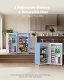 Upstreman 3.2 Cu.Ft Mini Fridge with Freezer, Single Door Mini Fridge, Dorm Fridge, Adjustable Thermostat, Mini Refrigerator for Bedroom, Office, Dorm, Blue-BR321