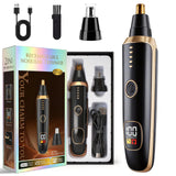 Beanify Nose & Ear Hair Trimmer for Men and Women, 2026 Painless USB Rechargeable Facial & Eyebrow Trimmer Clipper with LED Display for Easy Cleansing, Portable Grooming Kit,Gift Box Included (Black)