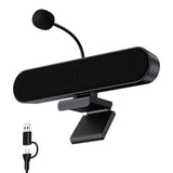Inwa Computer Speakers with Microphone for Desktop PC, USB Wired Clip On Computer Sound Bar, Plug-n-Play Laptop Speaker w/Mic for Meeting/Gaming/Learning, Clear Audio, Easily Clamps to Monitors