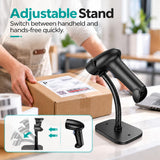 Anyeast Wireless Barcode Scanner with Stand, 1D 2D QR 3-in-1 Connection