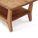 LITTLE TREE Solid Wood Coffee Table, 47-Inch Living Room Center Table with Shelf, 2-Tier, Smooth Corners, Child-Friendly, Easy Assembly, Brown