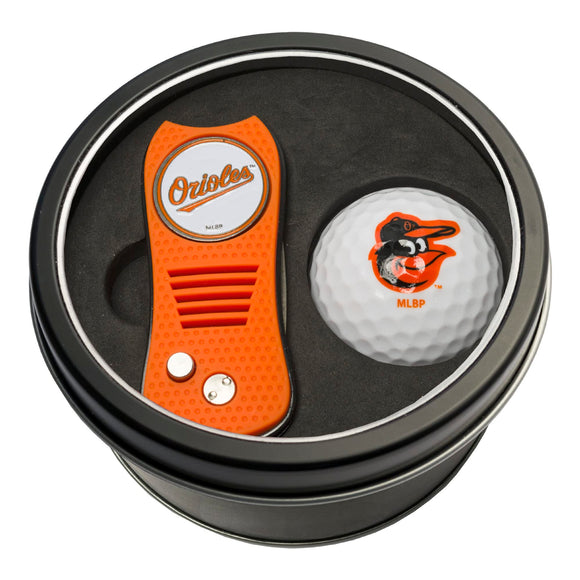 Team Golf MLB Baltimore Orioles Gift Set Switchblade Divot Tool with Double-Sided Magnetic Ball Marker & Golf Ball_A