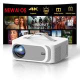[Official-Apps & 2500 ANSI & 35W Dolby Audio] Outdoor-Projector-4k with WiFi and Bluetooth,AI Movin 2.0 OS Smart Projector,AI Auto Focus HDR10+, Lisowod Portable 4K Proyector for Bedroom/Ceiling/Home