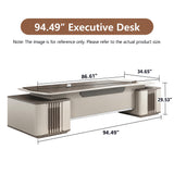 HHEvergreenEnsemble Executive Desk with Double-Layer Tabletop (94.49IN)