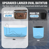 AKSPORT Ice Bath Tub for Athletes, 151 Gallons Inflatable Cold Plunge Tub Compatible with Water Chillers, Icebath for Recovery & Cold Water Therapy, Portable Bathtub for Indoor & Outdoor-Wood