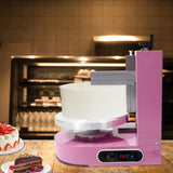 Automatic Cake Decorating Machine, 110-220V 200W Cake Cream Spreading Machine, Birthday Cake Cream Smooth Coating Machine with LCD Display for 4-12 inch Cakes (Pink)