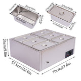 Food Warmer Bain Marie Food Steamer 6 Pans Steam Table Buffet Countertop 850W
