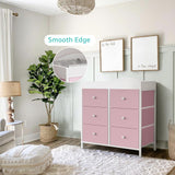 BOLUO Changing Table Dresser with 6 Fabric Drawers, Baby Dresser with Changing Table Top Diaper Changing Station with Storage for Nursery Modern Pink