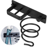 YUET Hair Dryer Holder Hairdryer Station Wall Mounted Spiral Shelf Bracket Stand Hanger Straightener Organizer Blow Storage with Holes Rack for Bathroom Aluminum Professional (Black)