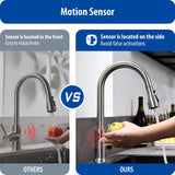 Touchless Kitchen Faucet with Pull Down Sprayer Single Handle Kitchen Faucets Smart Motion Sensor Stainless Steel Brushed Nickel Sink Faucet WEWE