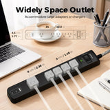Addtam 2 Pack Power Strip Surge Protector – 5 Wide Spaced Outlets 3 USB