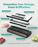 Zachvo Dual Pump Vacuum Sealer for Food Storage & Sous Vide, Handle Lock, Double Heat Seal 5mm Wide, Built-in Cutter & Bag Roll Storage, External Vacuum Port, Dry/Moist Modes, Starter Kit Included