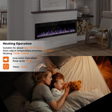 VENDROZ 72 Inch Electric Fireplace, Ultra-Thin Fire Places Electric Fireplace Inserts Recessed and Wall Mounted with Remote Control, 750W/1500W Fireplace Electric Heater with Timer, Multi-Flame
