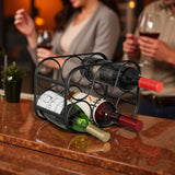 Buruis 6-Bottle Wine Rack, Modern Metal Countertop Wine Holder Stand for Kitchen, Pantry & Cabinet Storage, No Assembly Required, Black