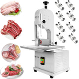 2500W Commercial Electric Meat Bandsaw, Stainless Steel Countertop Bone Sawing Machine with 8 Blades, 19.6" x 15.3" Workbeach, 0-7.9 Inch Cutting Thickness, Bone Saw for Butchering Frozen Rib Beef