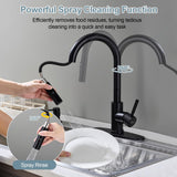 TOYWIA Kitchen Faucets with Soap Dispenser, Matte Black Single Handle High Arc Stainless Steel Sink Faucet with Pull Down Sprayer, 1 or 3 Hole Deck Plate Mount for Bar, RV, Laundry, Outdoor