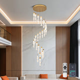 BESTWEST 23-Lights Wave Chandelier for High Ceilings, Dimmable Foyer Chandelier for High Ceiling, Large Pendant Light Fixture for Staircase Entryway Living Room, 3 Color Temperatures (Gold, 23-Light)