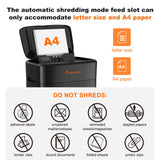 100 Sheets Auto Feed Paper Shredder, Up to 30 Minutes Shredders for Home Office Use
