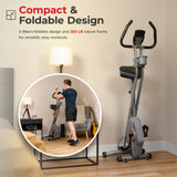 Sunny Health & Fitness Foldable Magnetic Exercise X-Bike Pro, 300 LB Capacity, Low-Impact, 14-Level Resistance, Ergonomic Support
