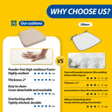 AAAAAcessories D-Shaped Chair Cushions, 2" Thick Dining Chair Pads with Ties and Removable