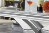 Maotifeys White Marble Dining Table for 6 Modern Luxury Faux Marble Kitchen Table for 4-6,68" Large Dining Room Tables with Classic X Pedestal Silver Stainless Steel Base