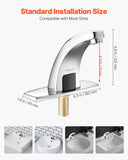 VEVOR Touchless Bathroom Sink Faucet, Automatic Motion Sensor Restroom Toilet Faucet Cold Water with Hole Cover Plate, Battery Operated for 9/16 in Pipe Commercial Lavatory,Chrome Plated Silver,G233M