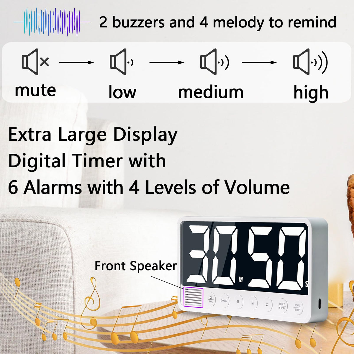 FCXJTU Digital Kitchen Timer - 7.1” Extra Large Display LED Magnetic R ...
