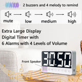 FCXJTU Digital Kitchen Timer - 7.1” Extra Large Display LED Magnetic Rechargeable Countdown/Up Timer, with 6 Alarms 4 Levels Volume Memory Function for Cooking, Classroom, Office, Home Gym (White)