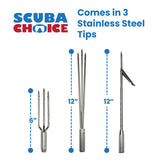Scuba Choice Spearfishing 5' Fiber Glass Travel 2piece Hawaiian Sling Pole Spear 3 Tips Set, Yellow Scuba Choice