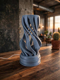 MAKER 3D Twist Spiral Table Lamp in Blue Grey - Handmade 3D Printed Shadow Projection Night Light, Dimmable USB LED Bedside Accent Lamp for Bedroom, Nursery and Office Desk Decor