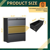 3 Drawer Lateral File Cabinet with Lock, Metal File Cabinets for Home Office