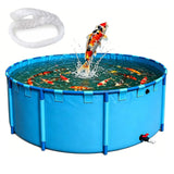 118 * 47.2 in Above Ground Pond - 0.9MM Thickened Round PVC Koi Fish Pond,Portable and Foldable Fishponds Suitable for Aquaculture and Agricultural Water Storage with Anti-Jump Net(2245 Gal)
