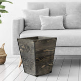 VERGOODR Farmhouse Style Wooden Square Trash Can with Decorative Metal Brackets for Bedroom,Living Room, Bathroom & Office,Waste Bin Wastebaskets Trash bin (Rock Grey)