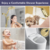 HOWUWEY Dual Shower Heads with Handheld Spray Combo, 7.5" High Pressure Rainfall Showerhead, Double Shower Heads with Handheld Spray, 9 Modes Hand Showerhead with 79" Hose (Standard, Brushed Gold)