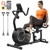 YOSUDA PRO Recumbent Exercise Bike for Home Use with Resistance Bands-Recumbent Bike with Smart Workout APP, Comfortable Seat, Pulse Sensor & 16-level Resistance YOSUDA