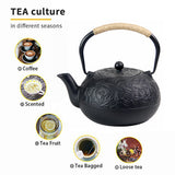 60.9oz YJX Cast Iron Teapot, Japanese Tetsubin Tea Kettle for Stovetop Safe, Cast Iron Tea Pot with Infuser for Loose Leaf, Black Kettle Teapot, Good Gift For Tea Lovers(1800ml)