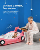 QPAU Blow up Inflatable Toddler Travel Bed with Sides, Toddler Air Mattress for Camping, Traveling, Hotel, or Home Use, Hand Pump Included (Pink)